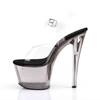 Pleaser - SKY308T Sandale à bride à la cheville, Pole dance chaussures - Chaussures de pole dance - Noir/Couleur argent Product image
